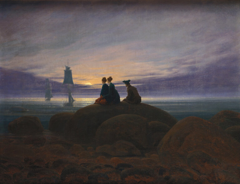 Casper David Friedrich painting of sunset over the sea